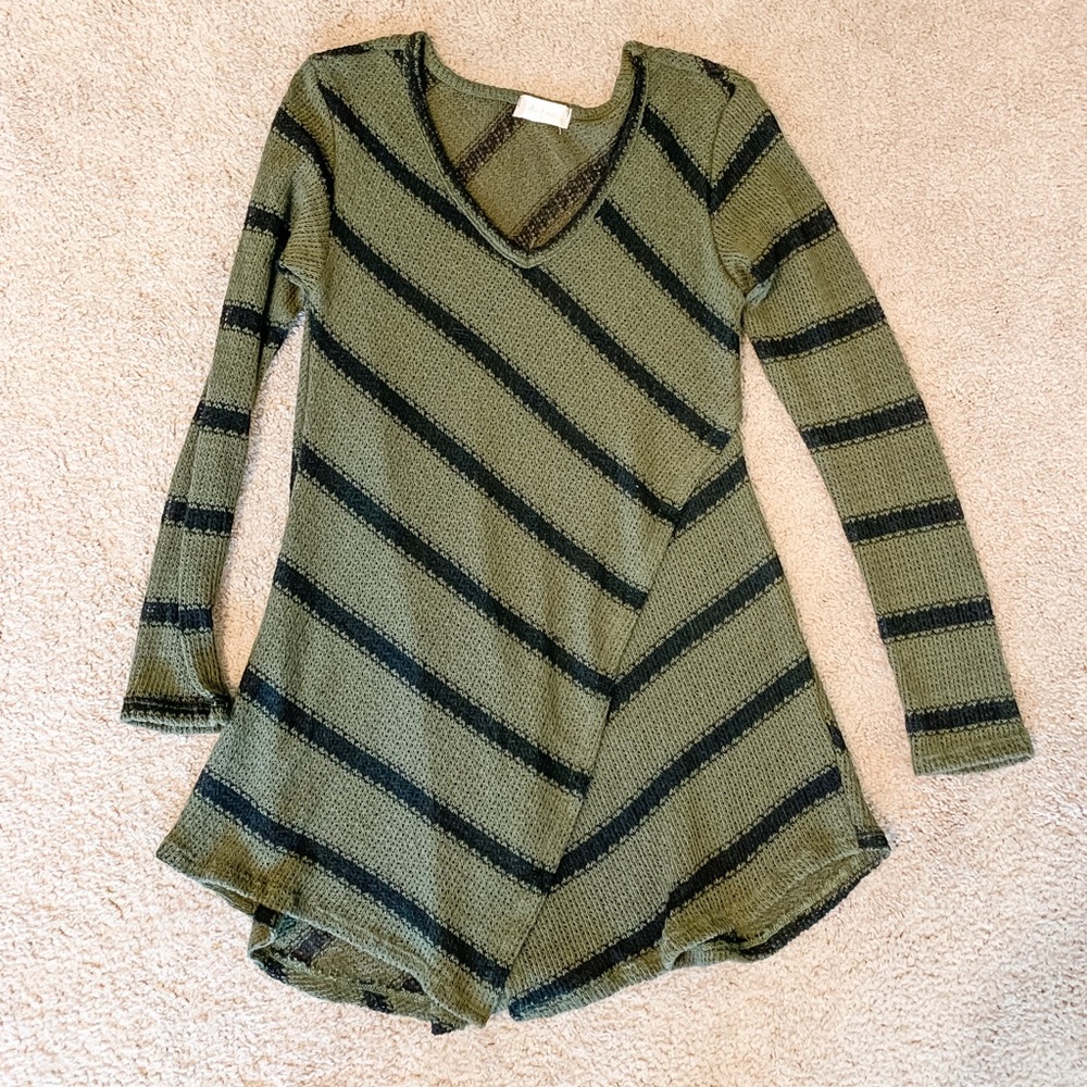 Altar’d State Olive and Black Striped Sweater